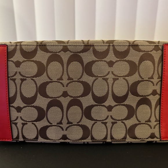 Coach Brown and Red Signature Tote Bag - Picture 4 of 10